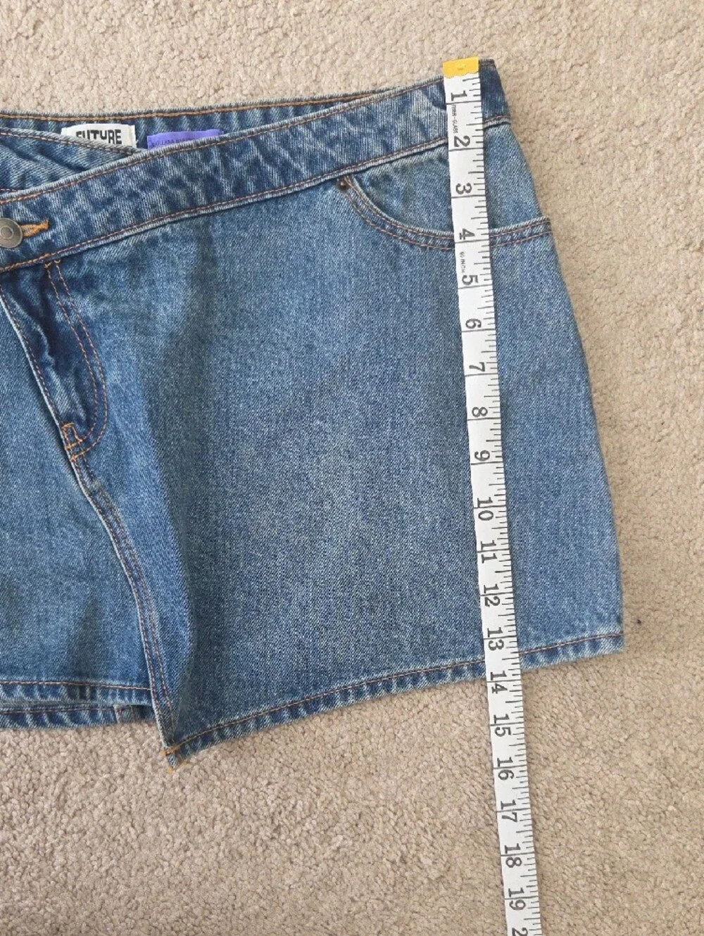Future Collective Kehlana Barfield Asymmetrical Mini Denim Skirt